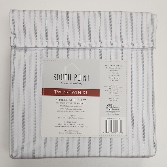 South Point Other - South Point Home Fashions Twin/Twin XL Sheet Set - White and Gray